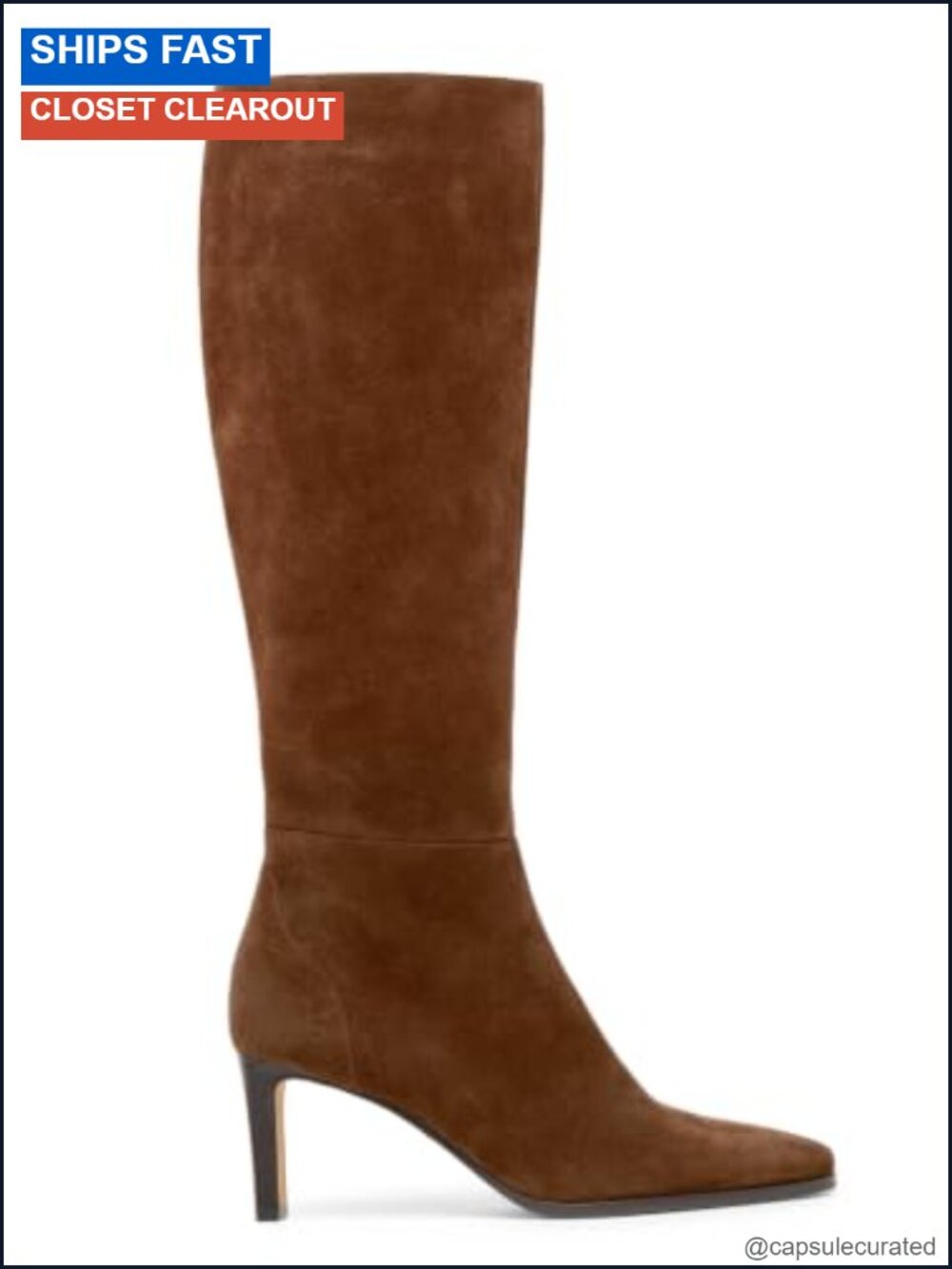 Women's Faux Suede Knee High Boots, 2.9" Heel, Side Zip